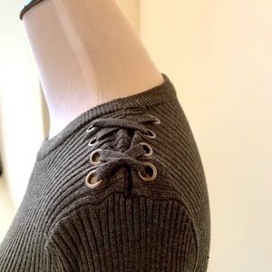 Hippie Rose Green Sweater with rope embellished